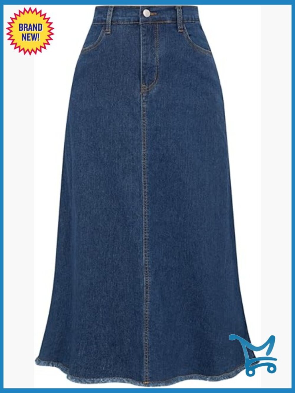 Vintage Denim Skirts For Women Elastic High Waist Raw Hem A-Line Maxi Long Jean